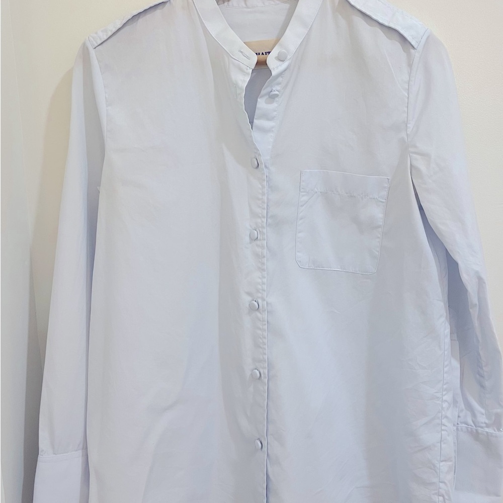 KHAITE light blue cotton poplin blouse